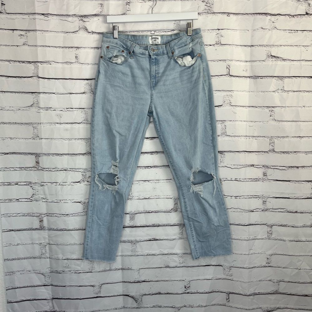 Levi’s Denizen Mid Rise Boyfriend Jeans Light Wash Distressed Ripped Women’s 14